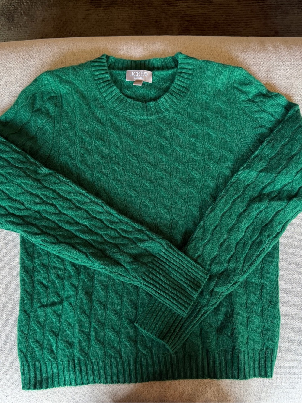 J. Crew Emerald Cable Crewneck Sweater